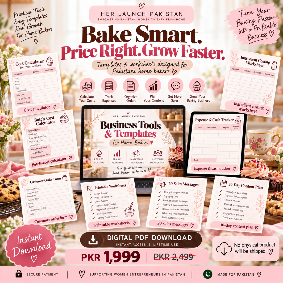 Bakery pricing and marketing worksheets in PDF