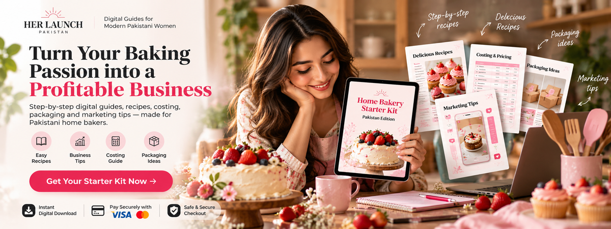 Her Launch Pakistan Home Bakery Starter Kit digital guide homepage banner